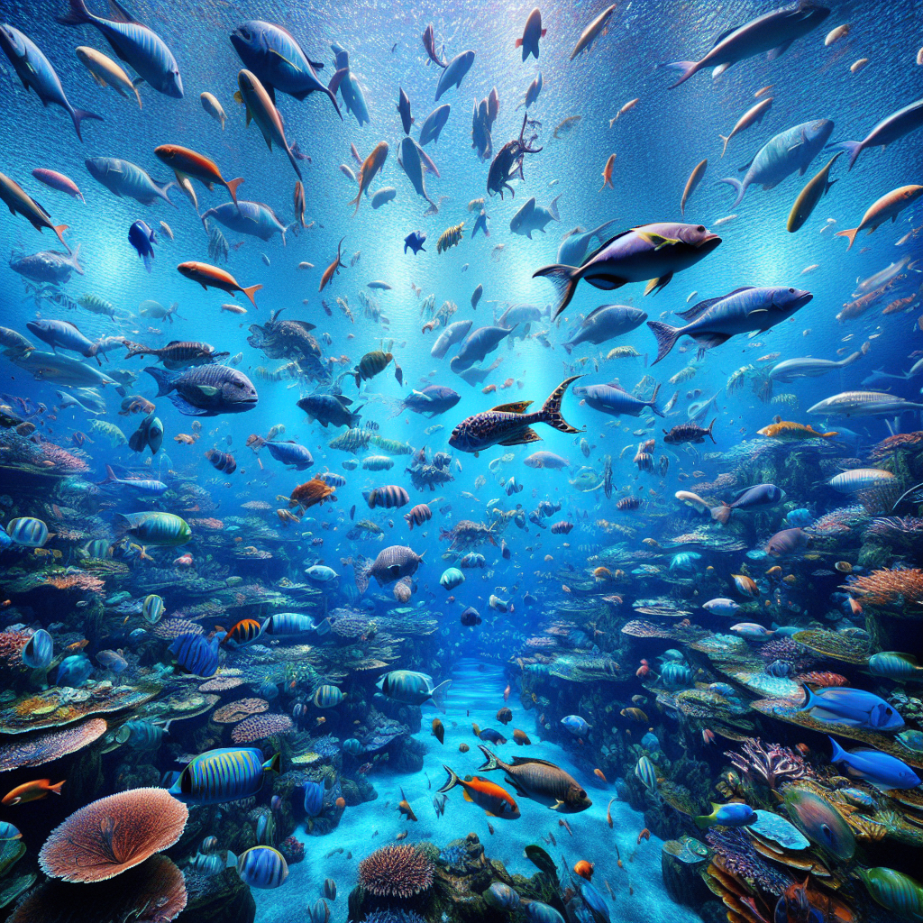 Different types of fish swimming in their natural habitat